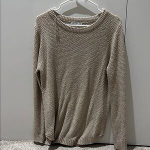 Pink Clover Tan Crew Neck Sweater Soft Knit Medium Weight